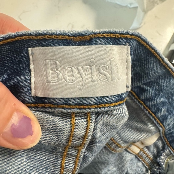 Boyish by Her 26 The Casey Crossover Asymmetrical in Rear Window Wash Jeans - Picture 7 of 12